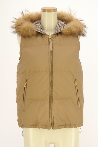 BLUE LABEL CRESTBRIDGE（ブルーレーベル・クレストブリッジ）の古着「無地×チェックリバーシブルダウンベスト（ブルゾン・スタジャン）」大画像１へ