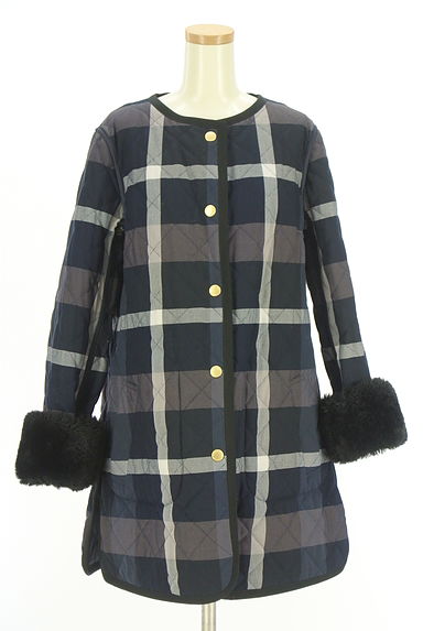 BLUE LABEL CRESTBRIDGE（ブルーレーベル・クレストブリッジ）の古着「紺無地×チェックリバーシブルキルティングコート（コート）」大画像４へ
