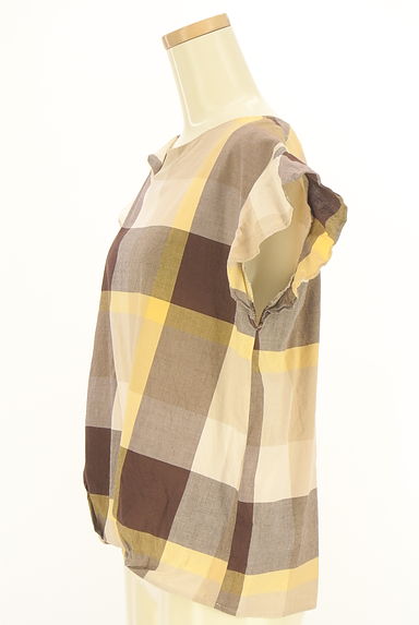 BLUE LABEL CRESTBRIDGE（ブルーレーベル・クレストブリッジ）の古着「肩フリルチェックカットソー（カットソー・プルオーバー）」大画像３へ