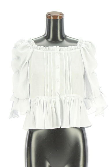 LILLIAN CARAT（リリアンカラット）の古着「リボン付きボリューム袖シアーブラウス（カットソー・プルオーバー）」大画像１へ