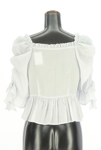 LILLIAN CARAT（リリアンカラット）の古着「リボン付きボリューム袖シアーブラウス（カットソー・プルオーバー）」大画像２へ