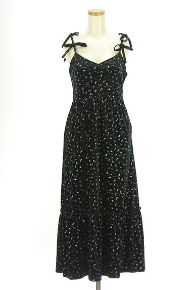 merry jenny（メリージェニー）の古着「小花柄ベロアロングキャミワンピース（キャミワンピース）」大画像１へ