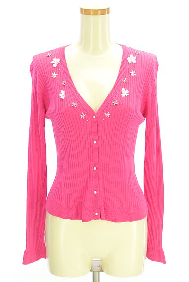 Dear Princess（ディアプリンセス）の古着「ビーズ刺繍リブニットカーディガン（カーディガン・ボレロ）」大画像１へ