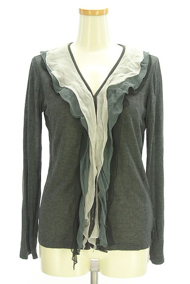 RITSUKO SHIRAHAMA（リツコ シラハマ）の古着「シフォンフリルシアーニットカーディガン（カーディガン・ボレロ）」大画像１へ