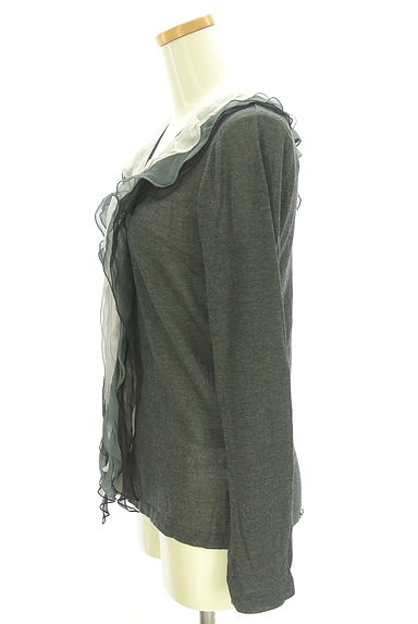 RITSUKO SHIRAHAMA（リツコ シラハマ）の古着「シフォンフリルシアーニットカーディガン（カーディガン・ボレロ）」大画像３へ