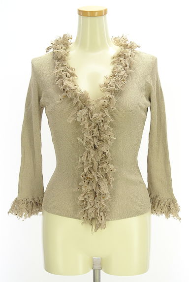 MARLENE DAM（マーレンダム）の古着「スパンコールフリルラメニットカーディガン（カーディガン・ボレロ）」大画像１へ