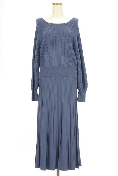 NATURAL BEAUTY BASIC（ナチュラルビューティベーシック）の古着「ケーブルラグランニット+ロングスカート（セットアップ（ジャケット＋スカート））」大画像１へ