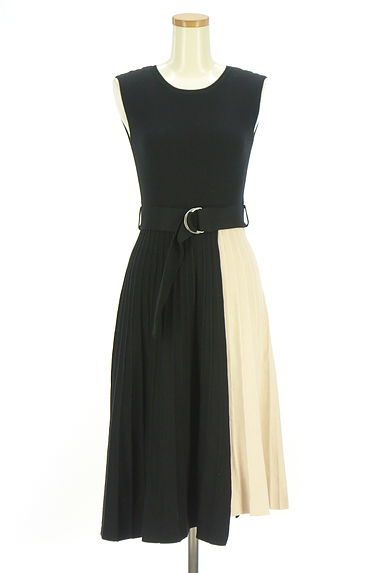 Rirandture（リランドチュール）の古着「ベルト付きバイカラーミモレニットワンピ（ワンピース・チュニック）」大画像１へ