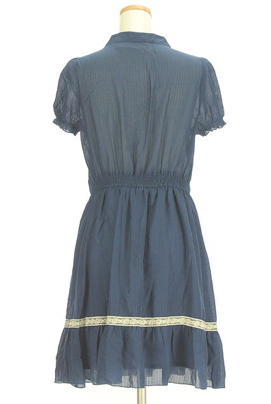 axes femme（アクシーズファム）の古着「ドビードット×ストライプシアー膝上ワンピ（ワンピース・チュニック）」大画像２へ