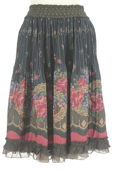 axes femme（アクシーズファム）の古着「花柄プリーツ膝丈スカート（スカート）」大画像１へ