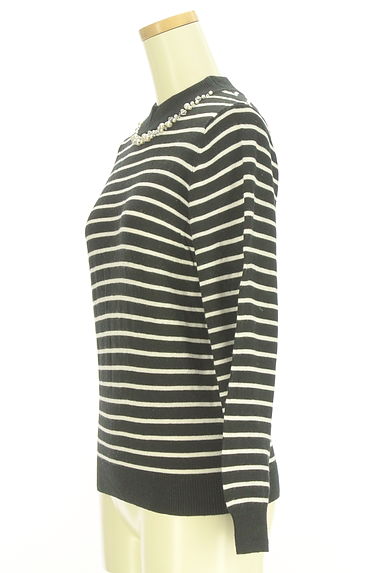 earth music&ecology（アースミュージック＆エコロジー）の古着「パール付きハイネックボーダーニット（ニット）」大画像３へ