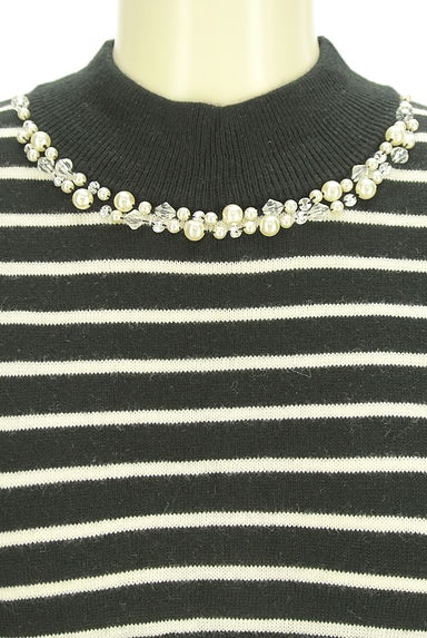 earth music&ecology（アースミュージック＆エコロジー）の古着「パール付きハイネックボーダーニット（ニット）」大画像４へ