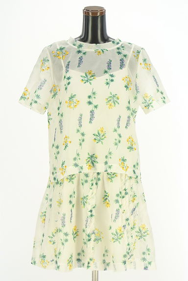 JILL by JILLSTUART（ジルバイジルスチュアート）の古着「ボタニカル柄半そでシアーワンピース（ワンピース・チュニック）」大画像１へ