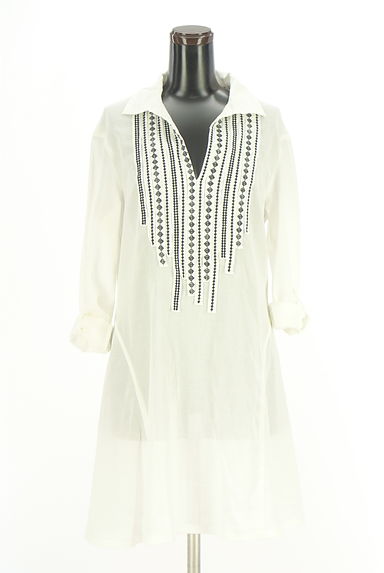 HIROKO BIS（ヒロコビス）の古着「+RICO HIROKO BIS 刺しゅうテープライン入りスキッパーワンピース（ワンピース・チュニック）」大画像４へ