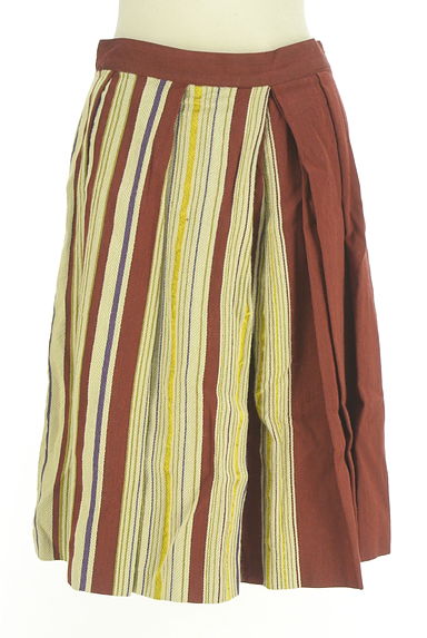 Dries Van NOTEN（ドリスヴァンノッテン）の古着「マルチストライプ柄切替タックフレアスカート（スカート）」大画像１へ