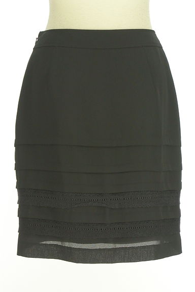 INDIVI（インディヴィ）の古着「タック&刺繍レースシフォンタイトスカート（ミニスカート）」大画像２へ