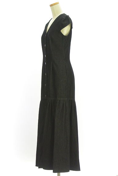 LagunaMoon（ラグナムーン）の古着「フレンチスリーブブラックデニムワンピース（ワンピース・チュニック）」大画像３へ