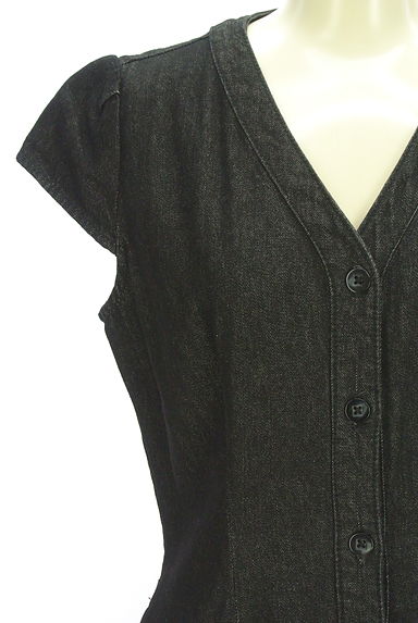 LagunaMoon（ラグナムーン）の古着「フレンチスリーブブラックデニムワンピース（ワンピース・チュニック）」大画像４へ