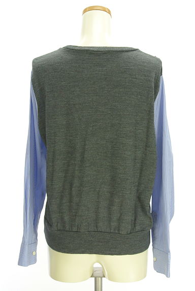 ZUCCa（ズッカ）の古着「ストライプ柄切替レイヤード風ニットトップス（ニット）」大画像２へ