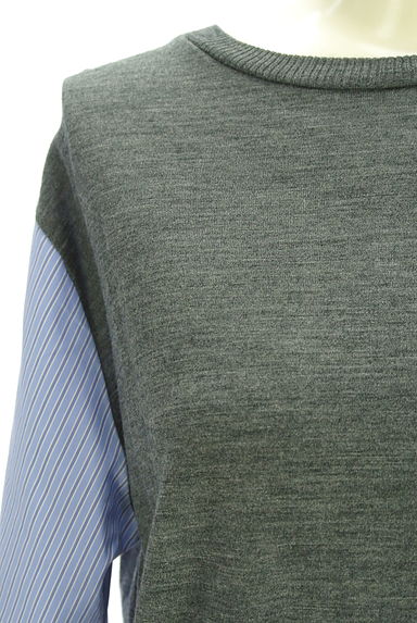 ZUCCa（ズッカ）の古着「ストライプ柄切替レイヤード風ニットトップス（ニット）」大画像４へ