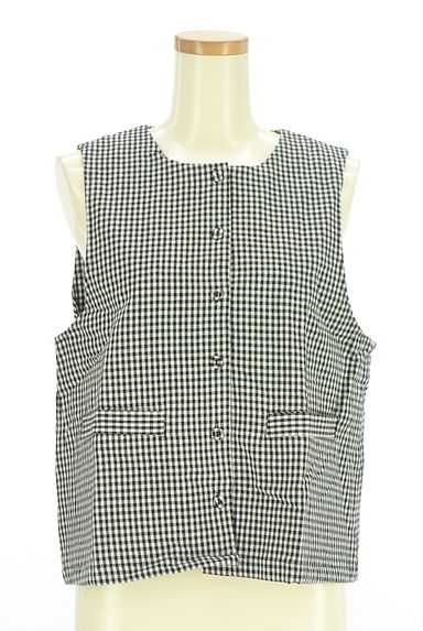 クリックで大画像表示 Samansa Mos2(サマンサモスモス)の古着「ギンガムチェック綿麻ベスト(ベスト・ジレ)」大画像1へ