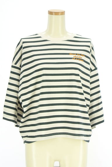 Samansa Mos2（サマンサモスモス）の古着「胸刺繍七分袖ボーダーカットソー（カットソー・プルオーバー）」大画像１へ