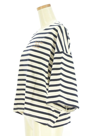 Samansa Mos2（サマンサモスモス）の古着「胸刺繍七分袖ボーダーカットソー（カットソー・プルオーバー）」大画像３へ