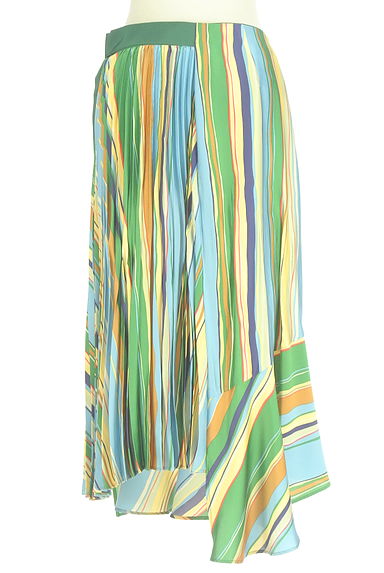 Lois CRAYON（ロイスクレヨン）の古着「マルチストライプイレヘムサテンスカート（ロングスカート・マキシスカート）」大画像２へ