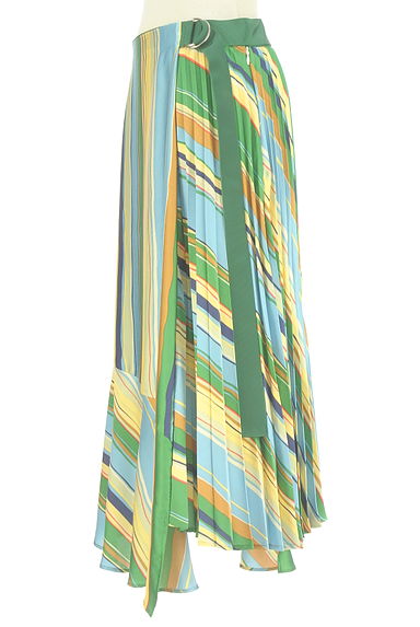 Lois CRAYON（ロイスクレヨン）の古着「マルチストライプイレヘムサテンスカート（ロングスカート・マキシスカート）」大画像３へ