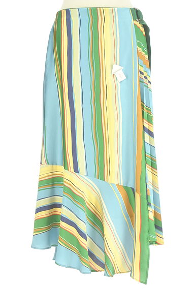 Lois CRAYON（ロイスクレヨン）の古着「マルチストライプイレヘムサテンスカート（ロングスカート・マキシスカート）」大画像４へ