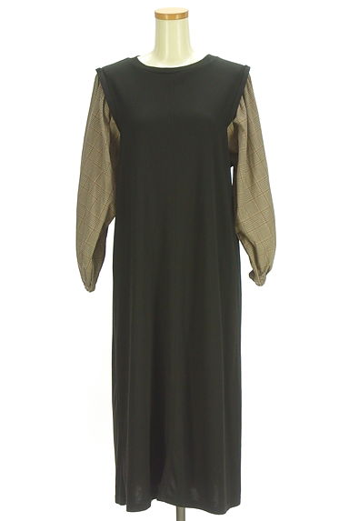 INTER PLANET（インタープラネット）の古着「チェックボリューム袖ロングワンピース（ワンピース・チュニック）」大画像１へ