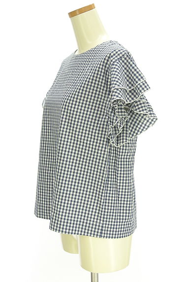 クリックで大画像表示 INTER PLANET(インタープラネット)の古着「ダブルフリル袖チェックブラウス(カットソー・プルオーバー)」大画像3へ