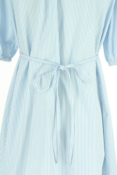 Rose Tiara（ローズティアラ）の古着「花柄透かし編みレース付きストライプ柄バンドカラーブラウス（ワンピース・チュニック）」大画像５へ