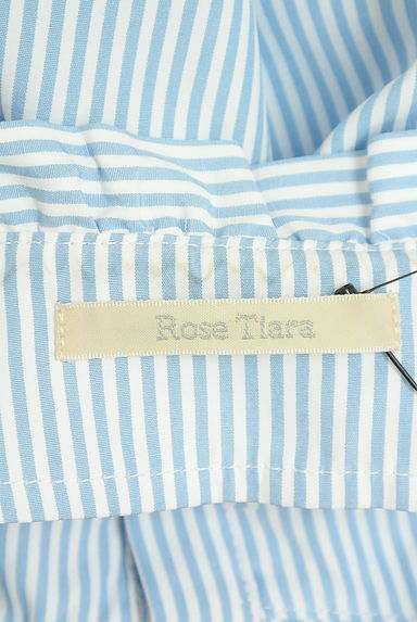 Rose Tiara（ローズティアラ）の古着「花柄透かし編みレース付きストライプ柄バンドカラーブラウス（ワンピース・チュニック）」大画像６へ