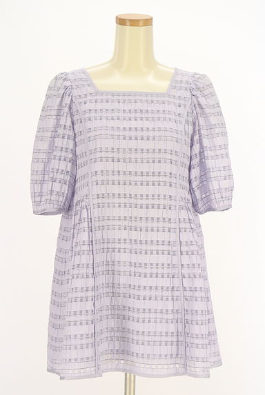 Rose Tiara（ローズティアラ）の古着「半そでチェック柄シアーカットソー（ワンピース・チュニック）」大画像１へ