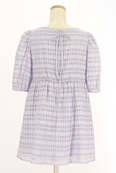 Rose Tiara（ローズティアラ）の古着「半そでチェック柄シアーカットソー（ワンピース・チュニック）」大画像２へ