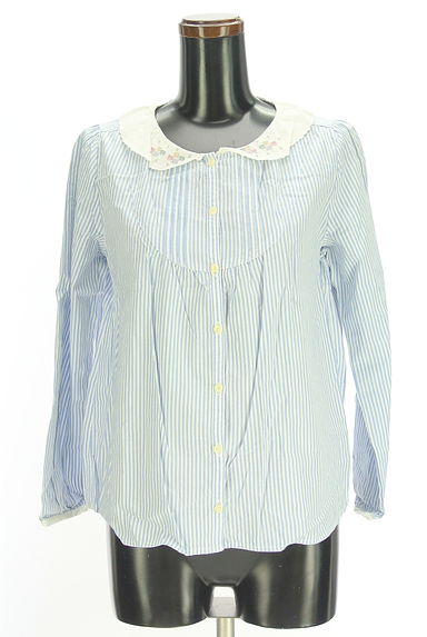 Samansa Mos2（サマンサモスモス）の古着「刺繍襟ストライプブラウス（ブラウス）」大画像１へ