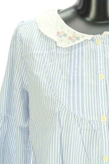 Samansa Mos2（サマンサモスモス）の古着「刺繍襟ストライプブラウス（ブラウス）」大画像４へ