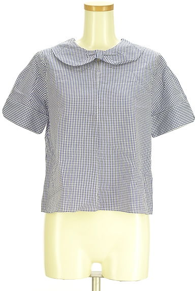 クリックで大画像表示 POU DOU DOU(プードゥドゥ)の古着「りぼん丸襟ギンガムチェックブラウス(カットソー・プルオーバー)」大画像1へ