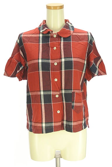 POU DOU DOU（プードゥドゥ）の古着「綿麻丸襟チェックシャツ（ブラウス）」大画像１へ