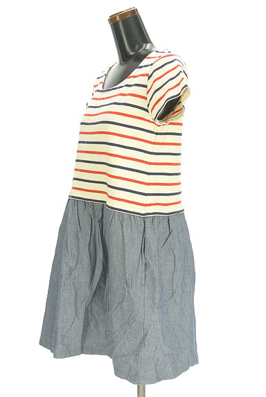 earth music&ecology（アースミュージック＆エコロジー）の古着「膝上丈ドッキングボーダーワンピース（ワンピース・チュニック）」大画像３へ