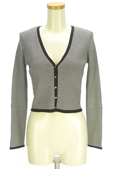 クリックで大画像表示 Apuweiser riche(アプワイザーリッシェ)の古着「モノトーンボーダーカーディガン(カーディガン・ボレロ)」大画像1へ