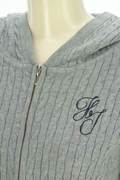 JILL by JILLSTUART（ジルバイジルスチュアート）の古着「ケーブル編みジップアップニットパーカー（スウェット・パーカー）」大画像４へ
