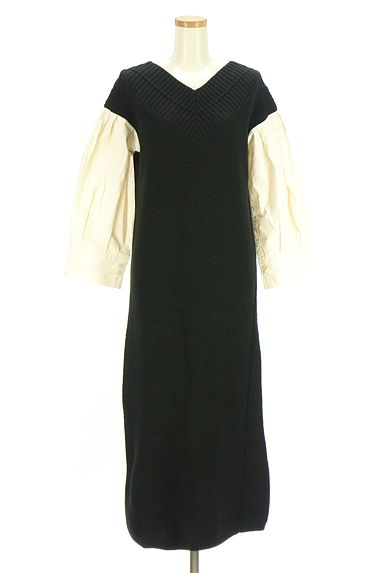 PINUE（ピヌエ）の古着「レイヤード風ボリューム袖ロングニットワンピ（ワンピース・チュニック）」大画像１へ