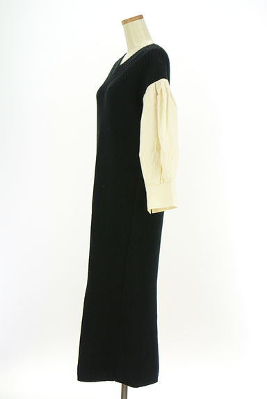 PINUE（ピヌエ）の古着「レイヤード風ボリューム袖ロングニットワンピ（ワンピース・チュニック）」大画像３へ