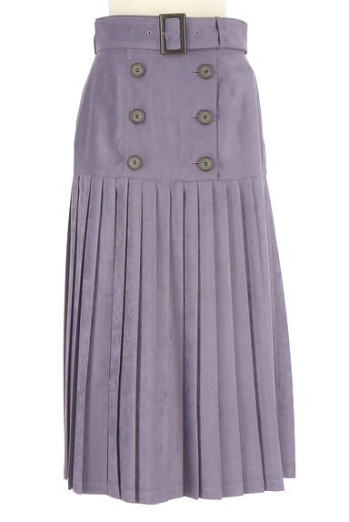クリックで大画像表示 Pinky&Dianne(ピンキー&ダイアン)の古着「ベルト付きフェイクスウェードプリーツスカート(ロングスカート・マキシスカート)」大画像1へ