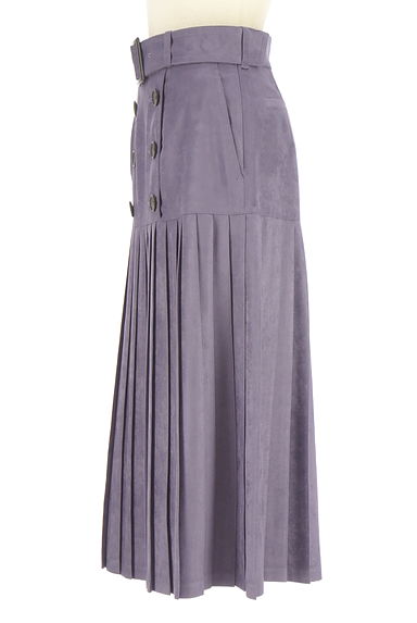 クリックで大画像表示 Pinky&Dianne(ピンキー&ダイアン)の古着「ベルト付きフェイクスウェードプリーツスカート(ロングスカート・マキシスカート)」大画像3へ