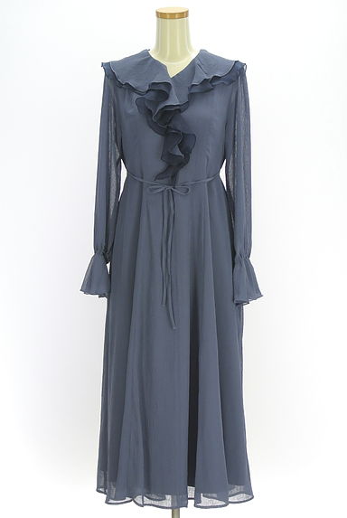 NATURAL BEAUTY BASIC（ナチュラルビューティベーシック）の古着「フリルカラーシワ加工シフォンワンピース（ワンピース・チュニック）」大画像１へ