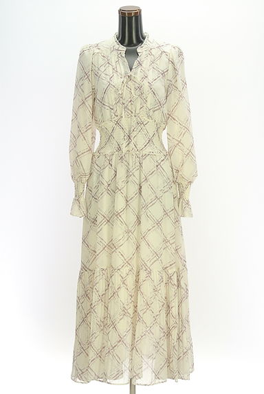 クリックで大画像表示 Snidel(スナイデル)の古着「チェック柄シフォンロングワンピース(ワンピース・チュニック)」大画像1へ