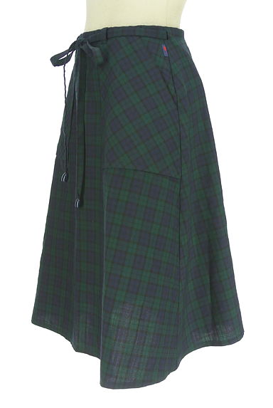 FUKUZO（フクゾー）の古着「膝丈チェック柄ラップスカート（スカート）」大画像３へ